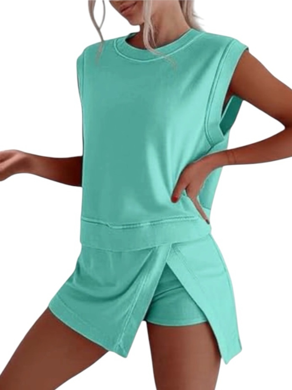 2 Piece Outfit Shorts Crew Neck Tank Top And Casual Skort NWOT